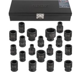 Набор головок ударных 20 шт, 1/2""DR, 8-24, 27, 30, 32 мм, в металлическом кейсе f-4203-5mpb Forsage 54903 