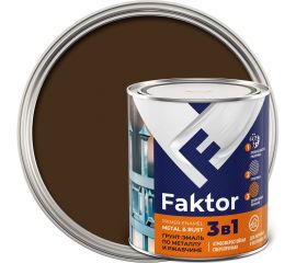Грунт-эмаль ЯРОСЛАВСКИЕ КРАСКИ FAKTOR на ржавчину 3 в 1, коричневая, банка 0.8 кг 215151 