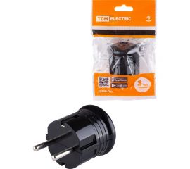 Вилка с заземлением TDM круглая, черная, 10А, 250В SQ1806-0200 