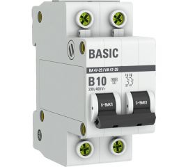Автоматический выключатель EKF Basic ВА 47-29 2P, 10А, 4,5кА, SQ mcb4729-2-10-B 