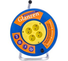 Силовой удлинитель Glanzen на катушке 4 гн. ПВС 2x0,75 арт. EB-20-014 00-00006722 