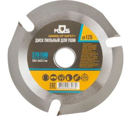 Диск пильный по дереву (125х22.2 мм; 3 зуба с карбидными вставками) MOS 37615М 