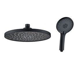 Комплект OUTE душевая лейка 12x25 см и тропическая лейка 25x25 см, черная, круглая TH77HT 