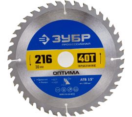 Диск пильный по дереву ЗУБР Оптима 216x30 мм, 40Т 36903-216-30-40_z01 