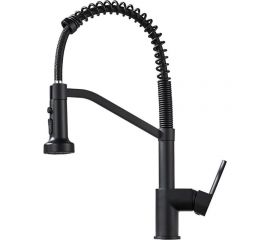 Пружинный смеситель для кухни SHEVANIK с выдвижной лейкой черный S963H 