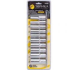 Набор глубоких торцевых головок (10 пр; 1/2 DR; 10-24 мм) ЭВРИКА ER-95190 