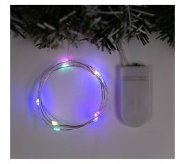 Гирлянда-нить Luazon ROSA, IP20, 1 м, серебристая нить, LED1608-10-6V, 2хCR2032, фиксинг, мульти 5198288 