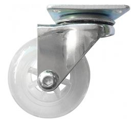 Колесо ПУ прозрачное поворотное 50 мм крепление платформенное СИБРТЕХ 68732 