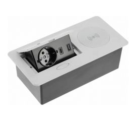 Выдвижной блок розеток GTV выдвижная розетка на 1 EURO розетку и 2 USB-A+C, беспроводная зарядка, серый, AE-PB1SAVAP-53 