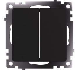 2-клавишный переключатель (механизм) STEKKER gls10-7107-05, 250v, 10а, серия катрин, черный, 49167 