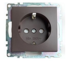 1-местная розетка с заземлением (механизм) STEKKER GLS16-7110-04, 250В, 16А с защитной шторкой, серия Катрин, шоколад 49028 