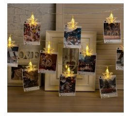 Гирлянда-нить Luazon DCR, 4.5 м, прищепки звезда, IP20, Н.С., LED-20-220V, фиксинг, теплый белый 4445725 