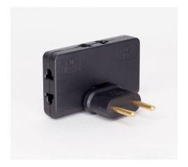 Сетевой электрический плоский поворотный тройник в розетку idealim Черный black 