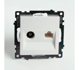 Розетка STEKKER телевизионная + компьютерная RJ-45 (механизм), gls00-7106-01, 75 ом, 5-862мгц, серия катрин, белый, 49181 