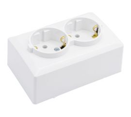 Двойная розетка Vesta Electric Mega с заземлением Mega F00050203BEL 