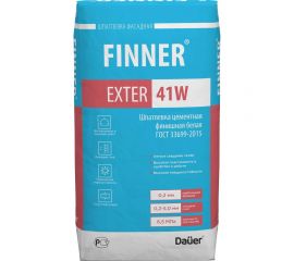 Цементная финишная шпатлевка Dauer finner exter 41w белая, 20 кг 31652 