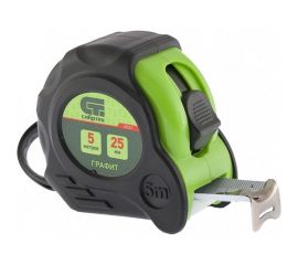 Рулетка СИБРТЕХ Графит обрезиненный корпус, амортизатор, 5 м, 25 мм 32532 