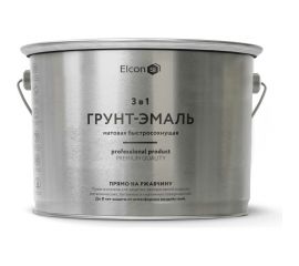 Быстросохнущая грунт-эмаль по металлу Elcon (3 в 1 по ржавчине; матовая; белая; 2 кг) 00-00462660 