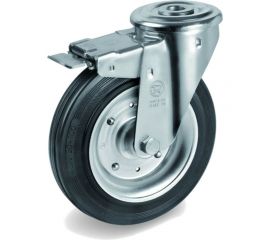Колесо поворотное с тормозом 80 мм, грузоподъемность 65 кг, черная резина Tellure rota 536201 