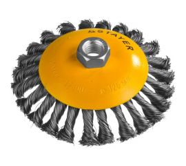 Щетка коническая PROFESSIONAL (125 мм; М14; плетеные пучки проволоки 0.5 мм) для УШМ STAYER 35135-125 