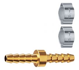 Штуцер соединительный ЗУБР Профессионал "елочка"-"елочка" 6 мм с обжимными хомутами 64925-06 