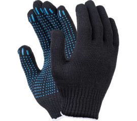 Перчатки FORT х/б с ПВХ черные, 10 класс, 5 нитей 501448215 