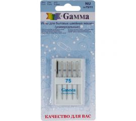 Иглы для бытовых швейных машин универсальные NU №75/11 5 шт. Gamma 110980 