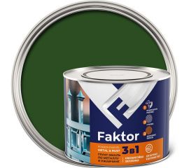 Грунт-эмаль ЯРОСЛАВСКИЕ КРАСКИ FAKTOR на ржавчину 3 в 1, зеленая, банка 1.9 кг 215153 