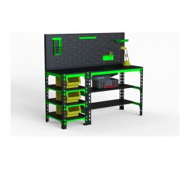 Металлический стол с боковыми полками и перфопанелью ООО Металекс 750x1200x600 мм SBF751260 