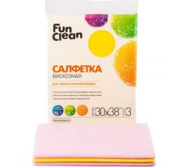 Сухая салфетка из вискозы Fun Clean для сухой и влажной уборки, 30х38 см, 3 шт. 6459 