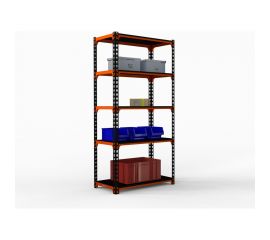 Стеллаж ООО Металекс MID 1800x1800x500 5 полок оранжево-чёрный 107055 