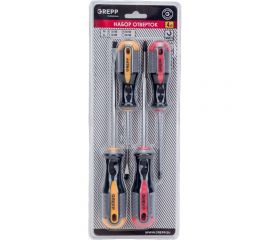 Набор отверток Ladina GREPP PH1х100 мм, PH2х100 мм, SL5х100 мм, SL6х150 мм, CrV, 3х комп. ручка, 4 шт. 201-024 