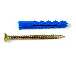 Набор для крепления ВИРТУОЗ дюбель 6x40 К, шуруп 4x50 потайная головка, желтый цинк, 120 шт. 550-29003 