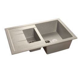 Мойка GRANFEST QUADRO GF-Q--775KL мрамор, 1.5-чаш+крыло, 765х495 мм, серый Q-775 KL сер 