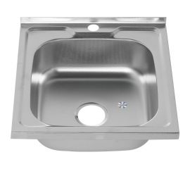 Мойка MELANA 5050 0,6/160 ДЕКОР накладная квадратная с сифоном 143D t 15 