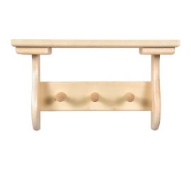 Полка с вешалкой Банные Штучки 3 рожка 35х20х15 см, липа 32413 