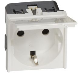 Механизм розетки Legrand 1-м СП Mosaic New 2модульный, с защитной крышкой, с заземлением Leg 077219 124966 