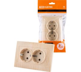 Двойная розетка TDM 2П+З 16А 250В сосна Лама SQ1815-0325 