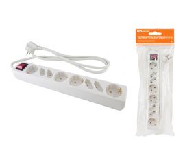 Бытовой удлинитель TDM У044В, выключатель, 4 без заземления+4 с заземлением, 5метров, ПВС 3х1,5мм2, 16А/250В SQ1303-0322 