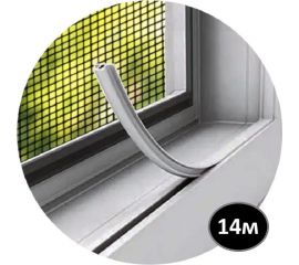 Заглушка паза штапика для окон и дверей KOMFORT москитные системы ПВХ, грибок, белая, 14м ЗПШАГ14 