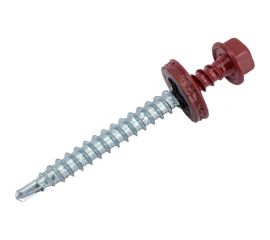 Кровельные саморезы ВИРТУОЗ 4,8х50 мм, RAL 3011, красно-коричневый, 10 шт. 26453 