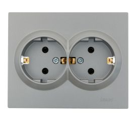 Двойная розетка Lezard VESNA с заземлением, ПБТ, платина 742-3500-127B 