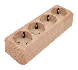 Горизонтальная 4-х местная розетка TDM 2П+3 открытой установки IP20 16A с з/ш сосна Ладога SQ1801-0431 