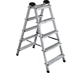 Алюминиевая 5-ти ступенчатая двухсторонняя стремянка Perilla 111405 