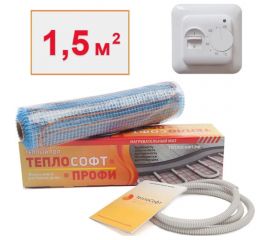 Нагревательный мат ТеплоСофт Профи 1,5м2 225Вт с терморегулятором 15225 