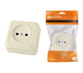 Розетка TDM 2П открытой установки IP20 10А 250В керамика слоновая кость Ладога SQ1801-0210 