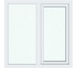 Окно ПВХ АМЕГА 1200x1200 мм, поворотно-откидное левое, глухое правое, двухкамерный стеклопакет ПВХ_1002 