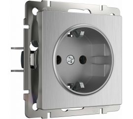 Розетка WERKEL с заземлением и шторками серебряный рифленый a051352 