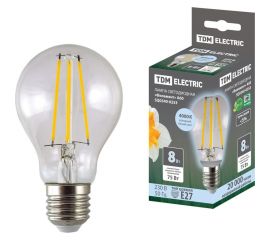 Светодиодная лампа TDM "Филамент" А60-8 Вт-230 В-4000 К–E27 SQ0340-0253 