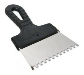 Фасадный шпатель EUROTEX 150 мм зуб 6х6 нержавеющая сталь пластмассовая ручка 020607-006-150 